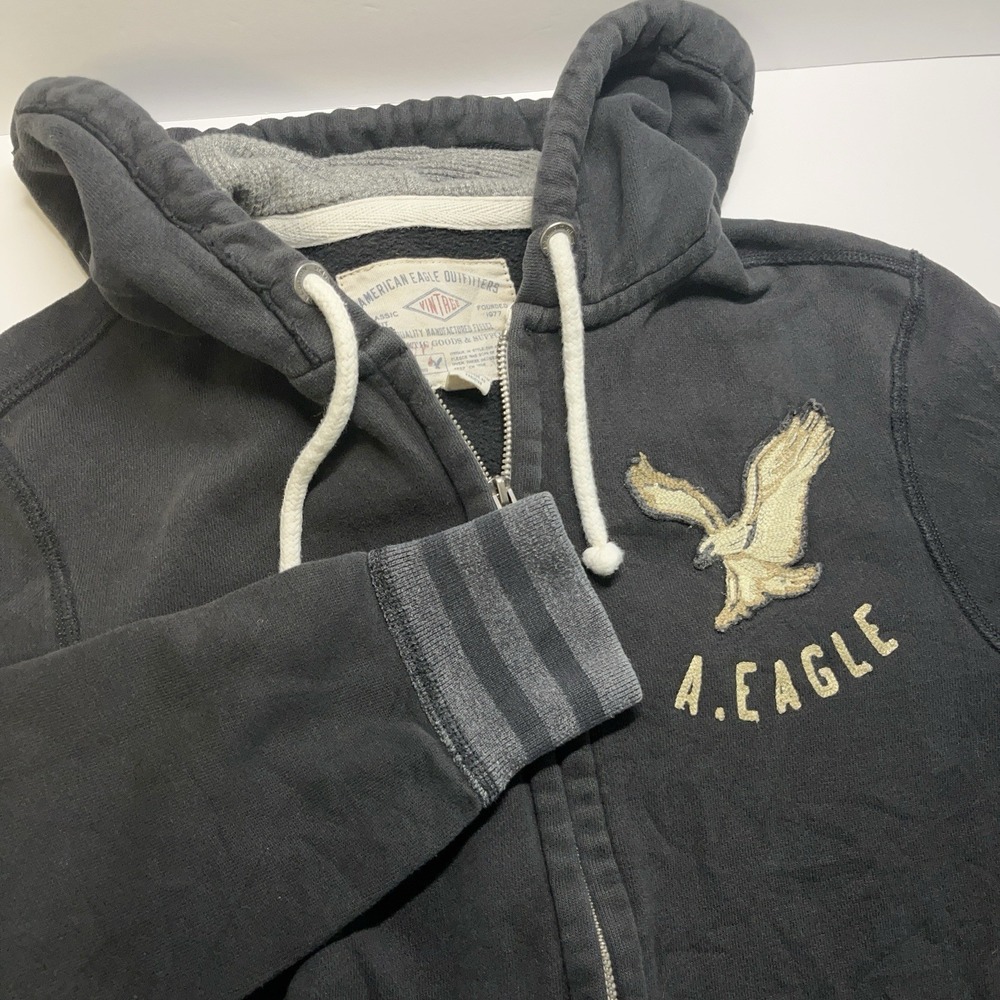 VTG Y2K American Eagle Thermal Lined Full Zip Hoodie Sweatshirt XS Heavy‎